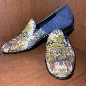 Josephs Jockey Horse Bit Chain Canvas and Suede Loafers